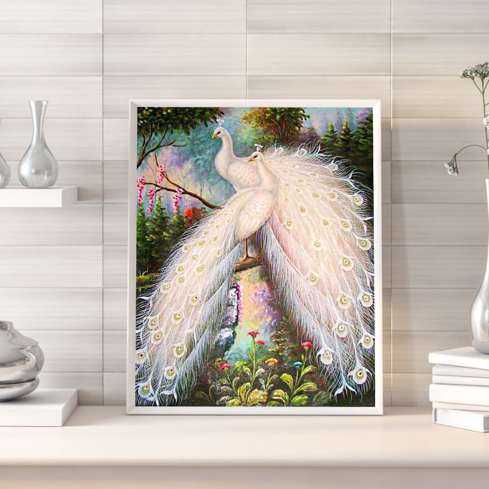 White Peacock - Full Square Drill Diamond Painting 50*60CM