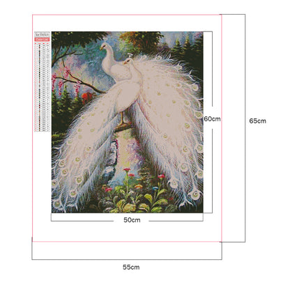 White Peacock - Full Square Drill Diamond Painting 50*60CM