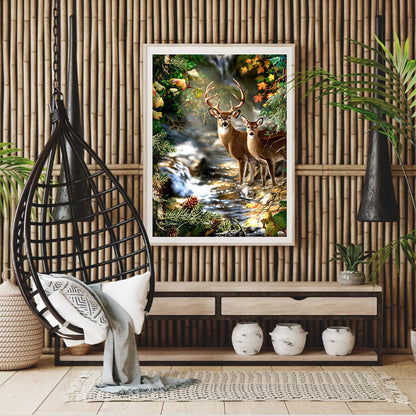 Deer - Full Round Drill Diamond Painting 30*40CM