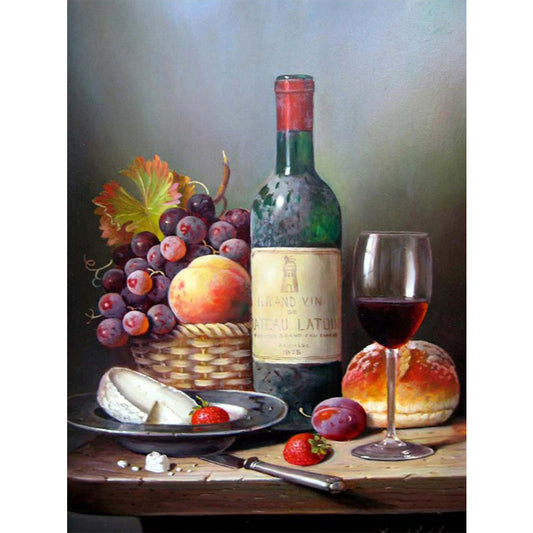 Still Life Red Wine - Full Round Drill Diamond Painting 30*40CM