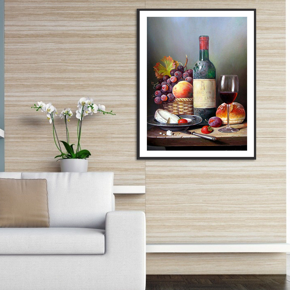 Still Life Red Wine - Full Round Drill Diamond Painting 30*40CM