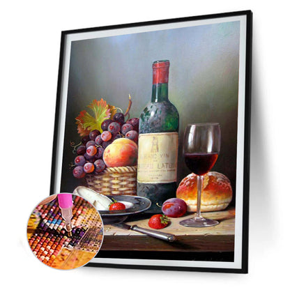 Still Life Red Wine - Full Round Drill Diamond Painting 30*40CM