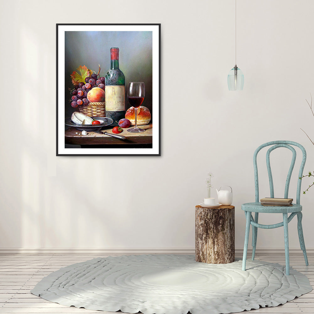 Still Life Red Wine - Full Round Drill Diamond Painting 30*40CM