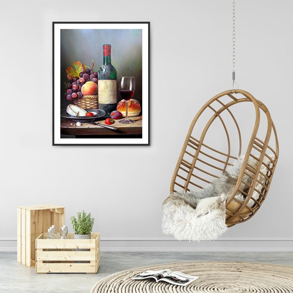 Still Life Red Wine - Full Round Drill Diamond Painting 30*40CM