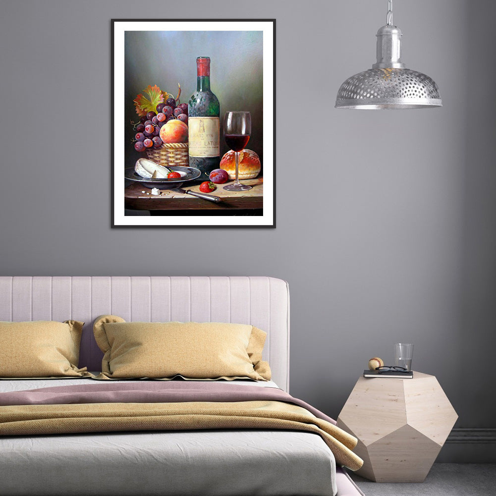 Still Life Red Wine - Full Round Drill Diamond Painting 30*40CM