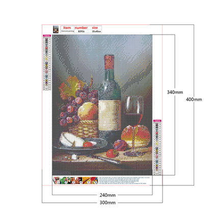 Still Life Red Wine - Full Round Drill Diamond Painting 30*40CM
