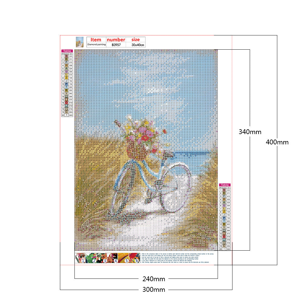 Pastoral Bike - Full Round Drill Diamond Painting 30*40CM