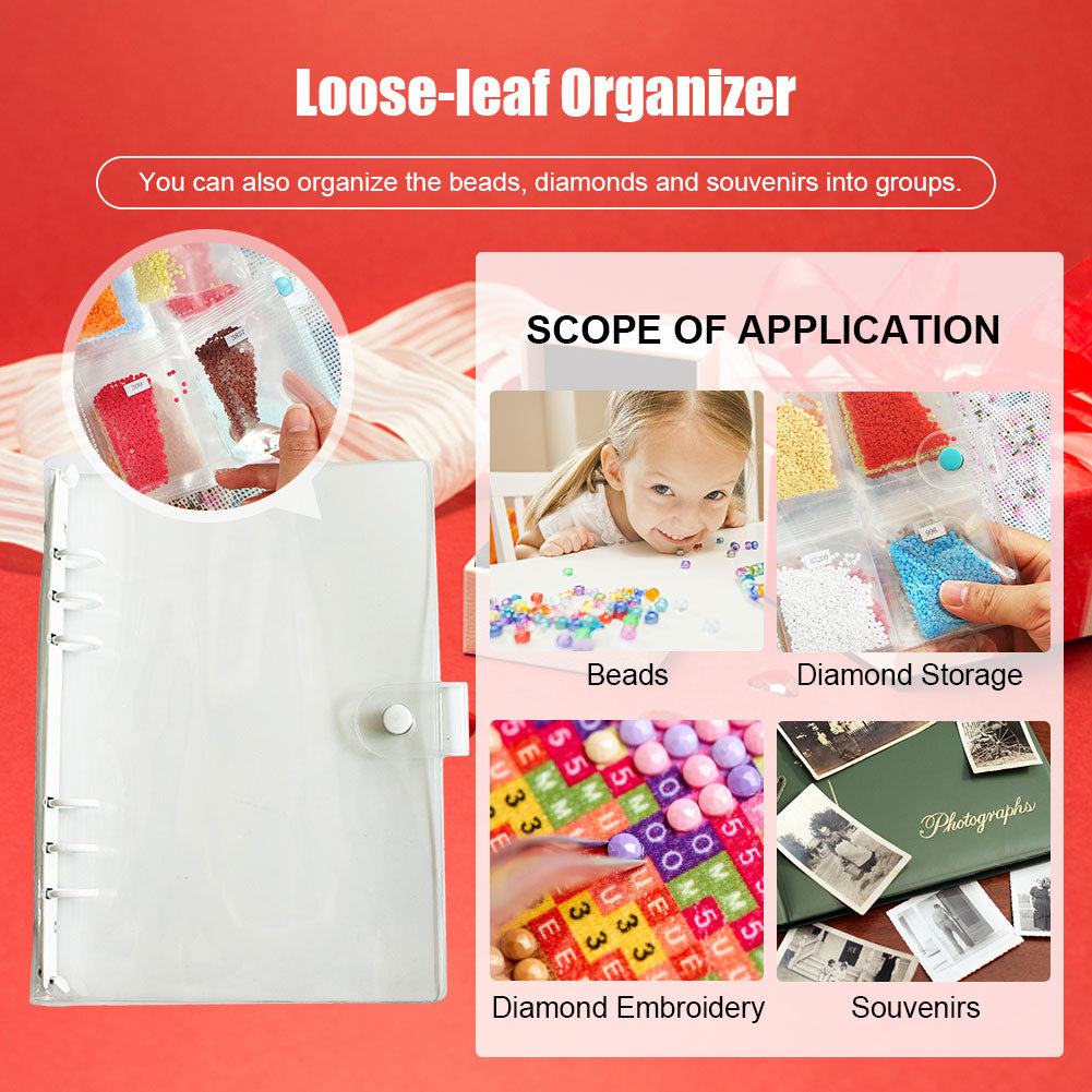 Diamond Painting Storage Book Beads Container Clear Loose Leaf A5 Binder