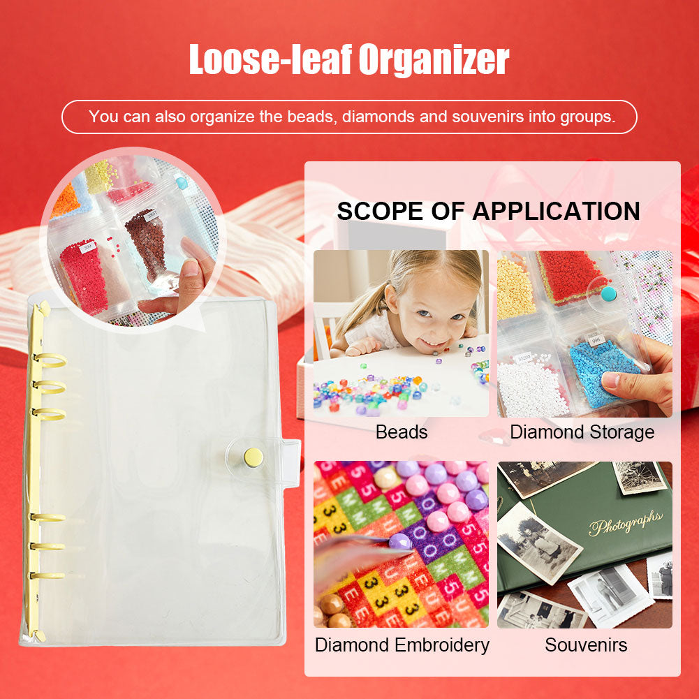 Diamond Painting Storage Book Beads Container Clear Loose Leaf A5 Binder