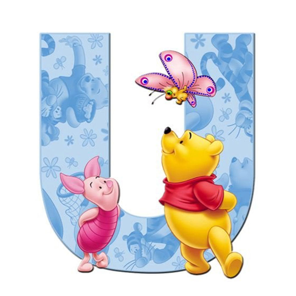 Pooh Letter U - Full Round Drill Diamond Painting 40*40CM