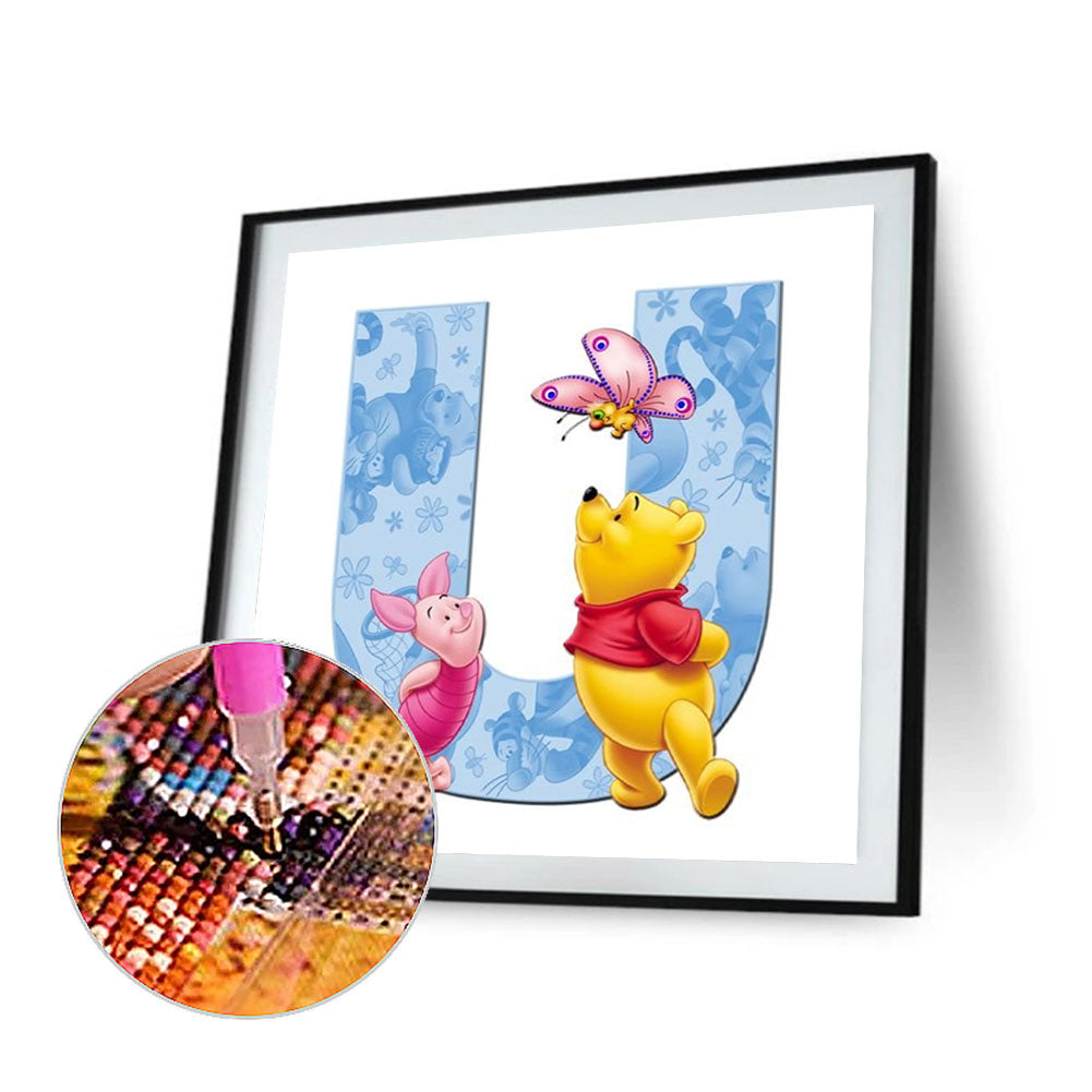 Pooh Letter U - Full Round Drill Diamond Painting 40*40CM