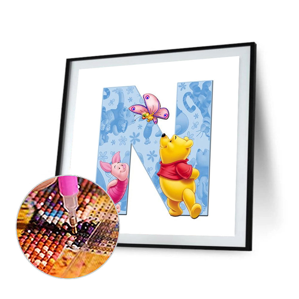 Pooh Letter N - Full Round Drill Diamond Painting 40*40CM