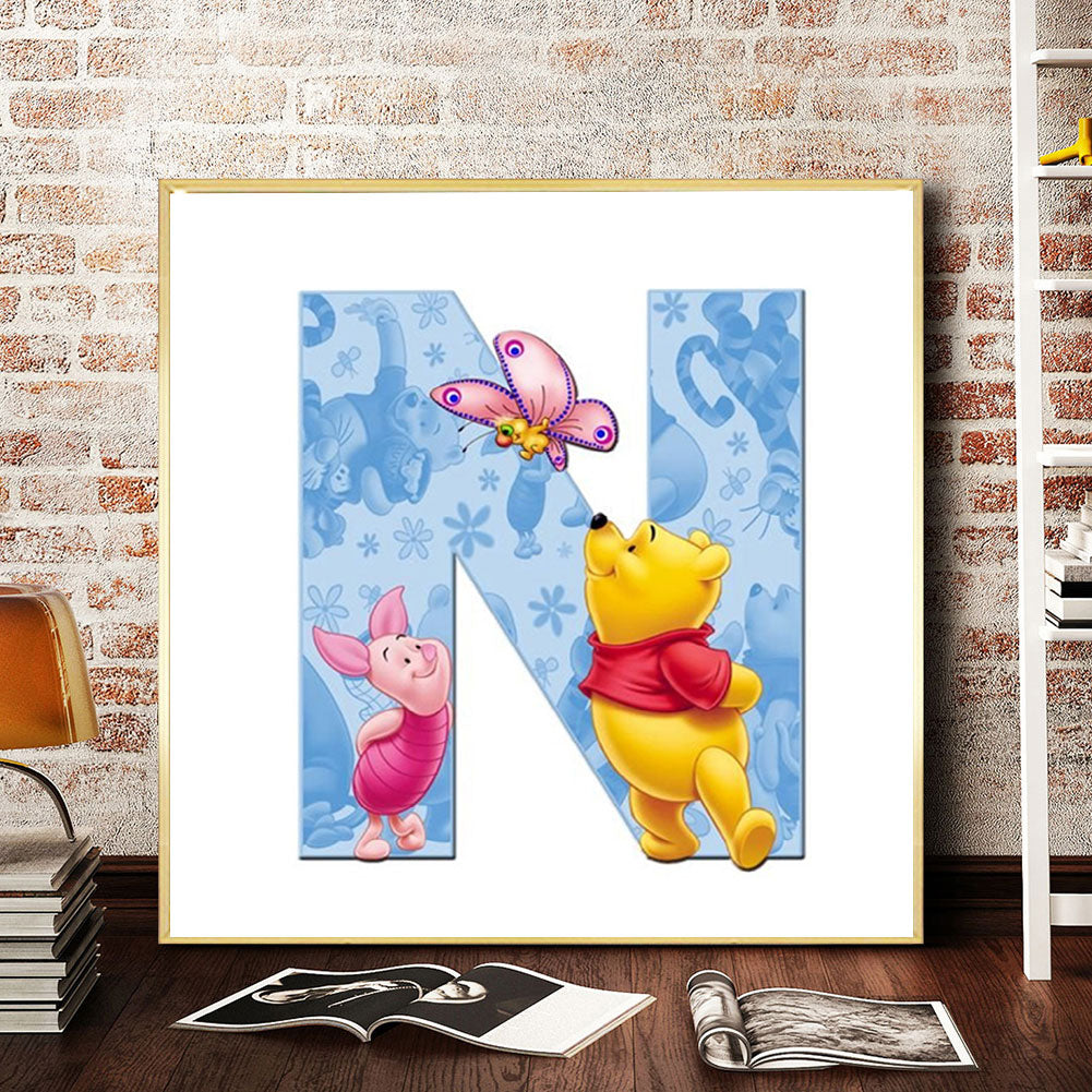 Pooh Letter N - Full Round Drill Diamond Painting 40*40CM