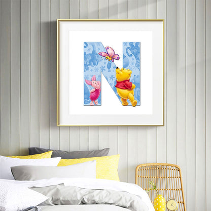 Pooh Letter N - Full Round Drill Diamond Painting 40*40CM