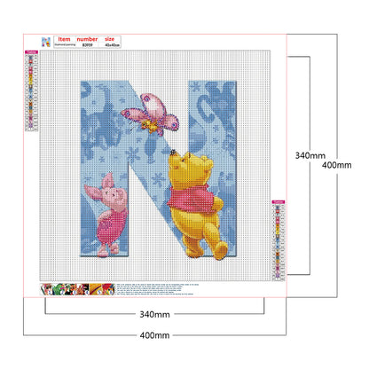 Pooh Letter N - Full Round Drill Diamond Painting 40*40CM