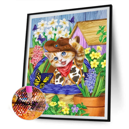 Cat - Full Round Drill Diamond Painting 30*40CM