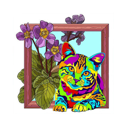 Cat - Full Round Drill Diamond Painting 30*30CM