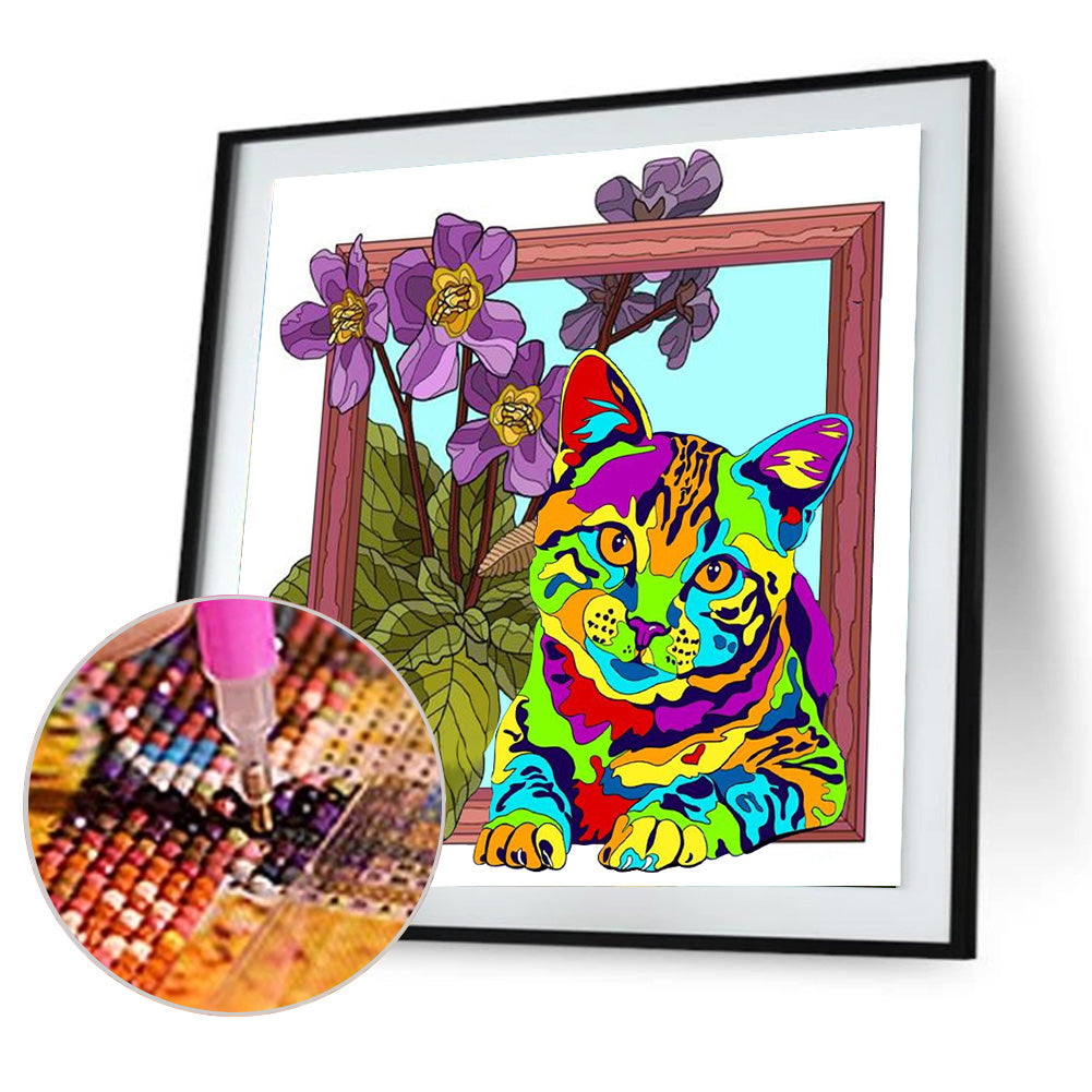 Cat - Full Round Drill Diamond Painting 30*30CM