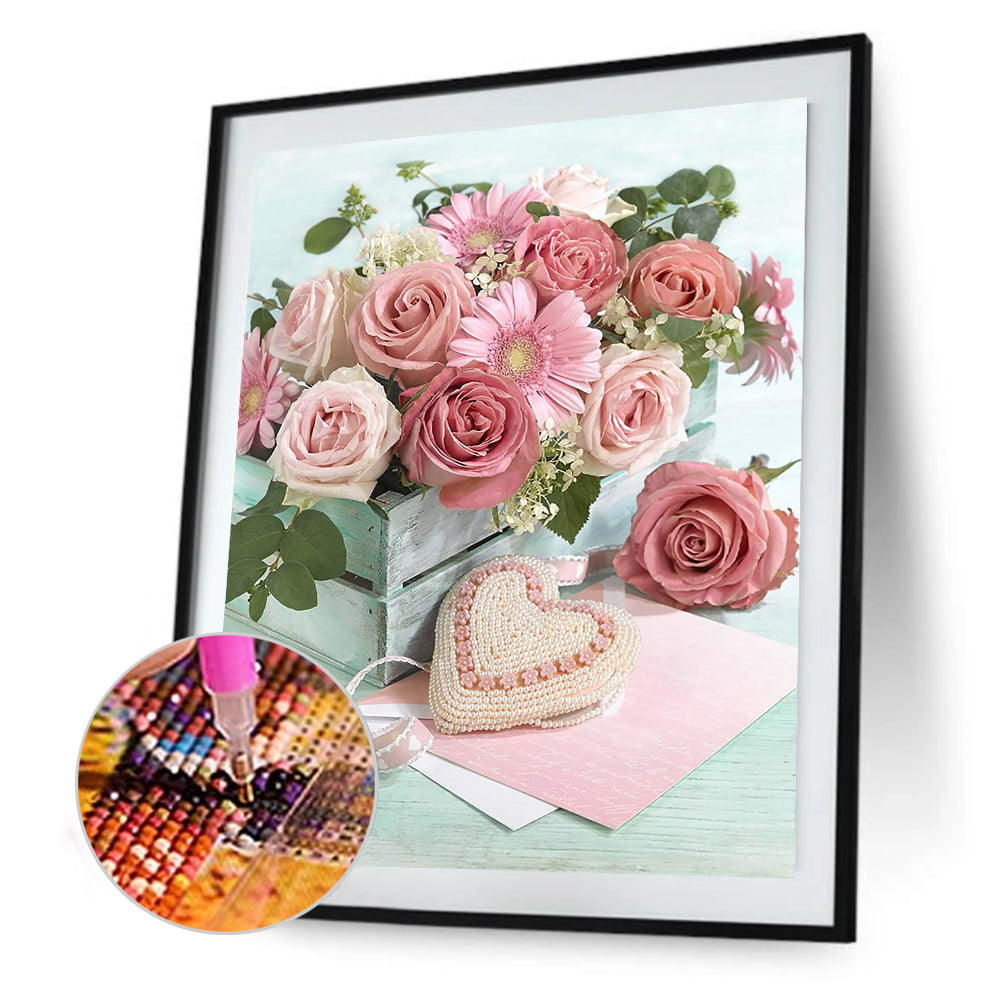 Roses On Table - Full Round Drill Diamond Painting 30*40CM