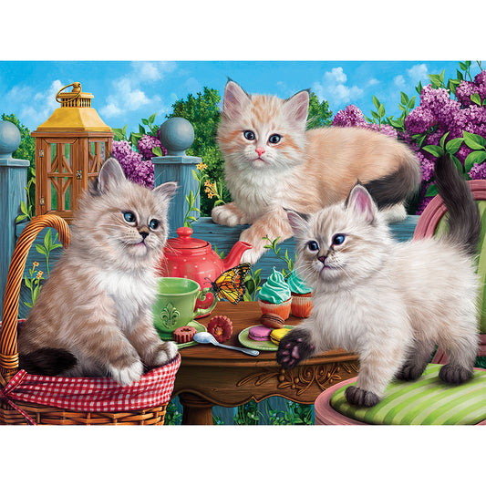 Cat Playing On Table - Full Round Drill Diamond Painting 40*30CM