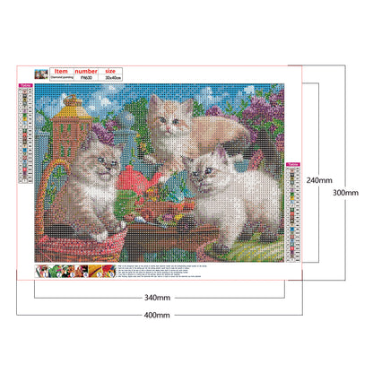 Cat Playing On Table - Full Round Drill Diamond Painting 40*30CM