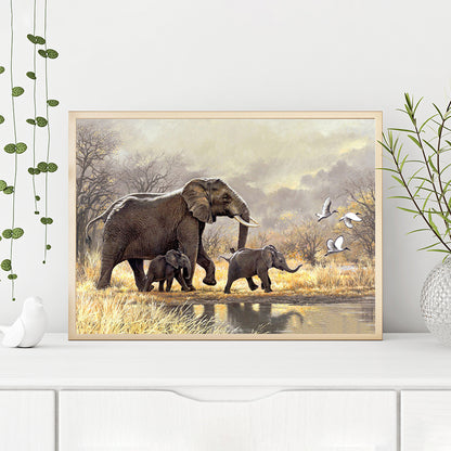 Elephant Mother And Child - Full Round Drill Diamond Painting 40*30CM