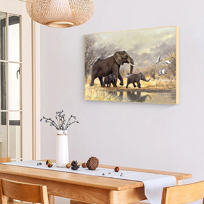 Elephant Mother And Child - Full Round Drill Diamond Painting 40*30CM