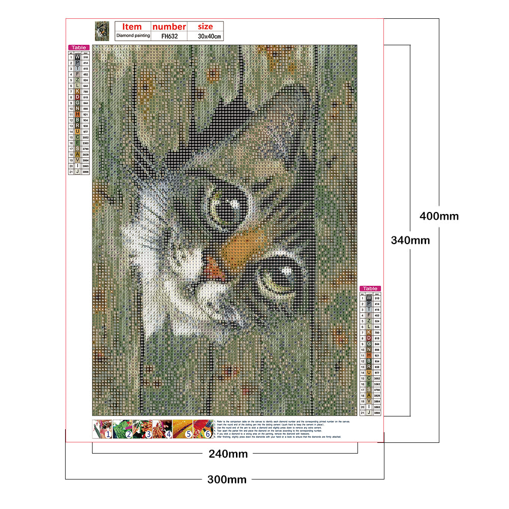 Cat - Full Round Drill Diamond Painting 30*40CM