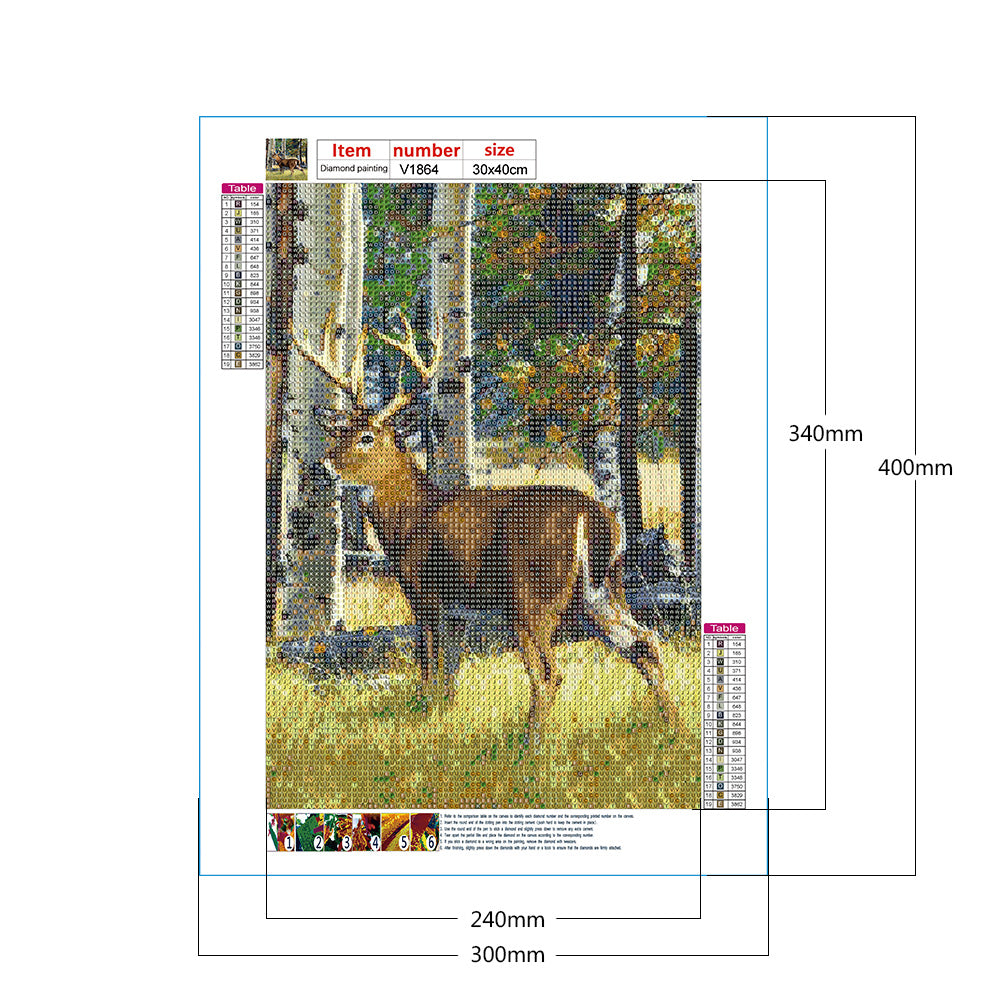 Deer - Full Round Drill Diamond Painting 30*40CM