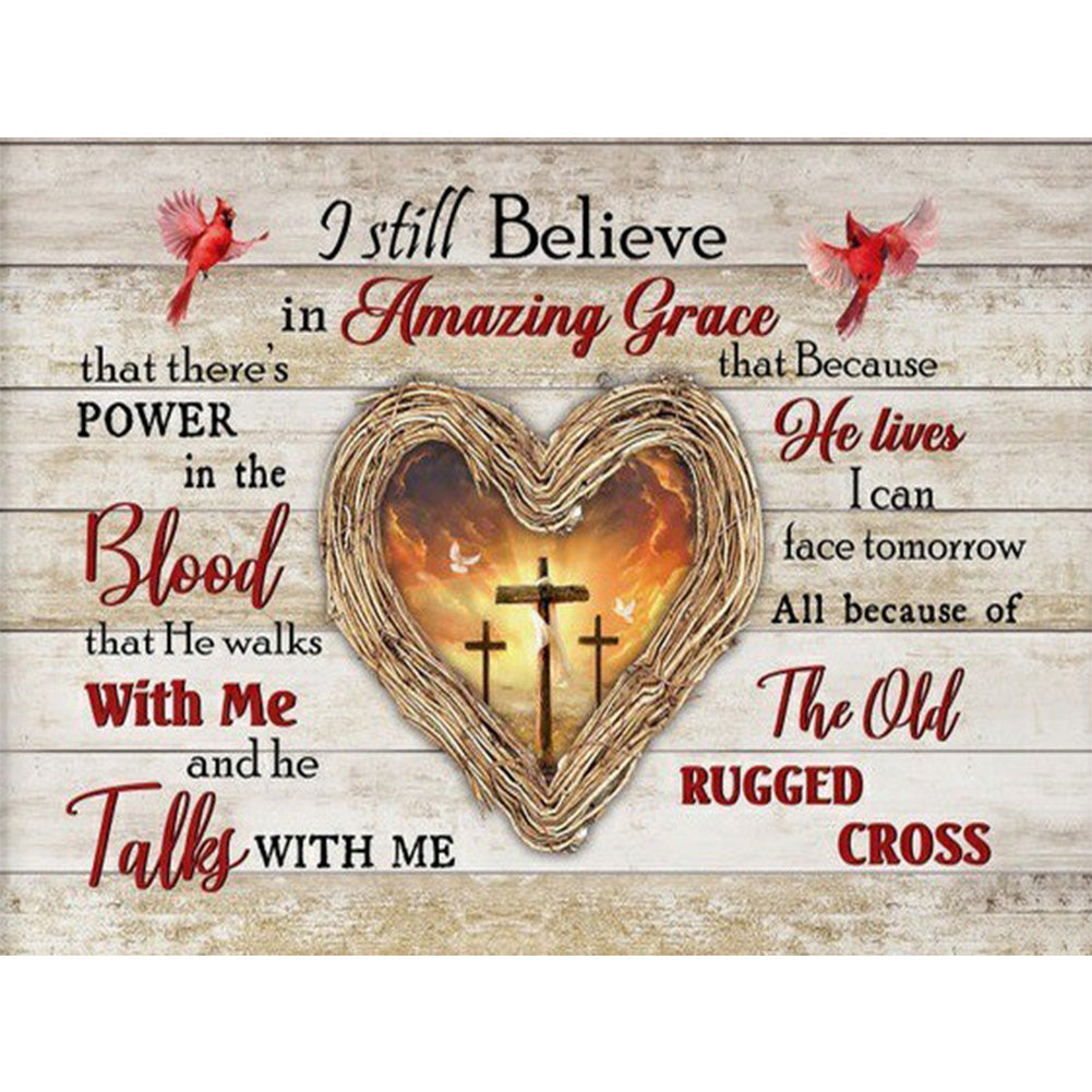 Cross Love In English - Full Round Drill Diamond Painting 50*40CM