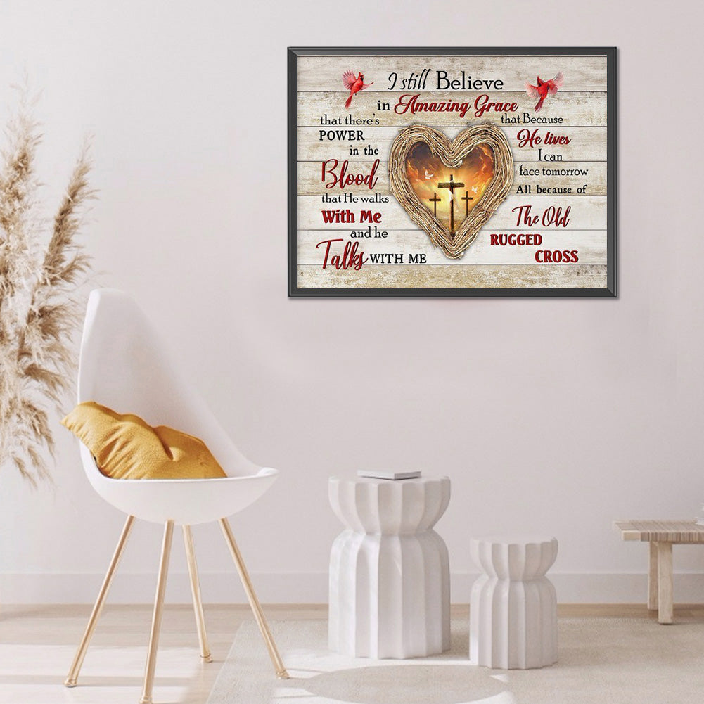 Cross Love In English - Full Round Drill Diamond Painting 50*40CM