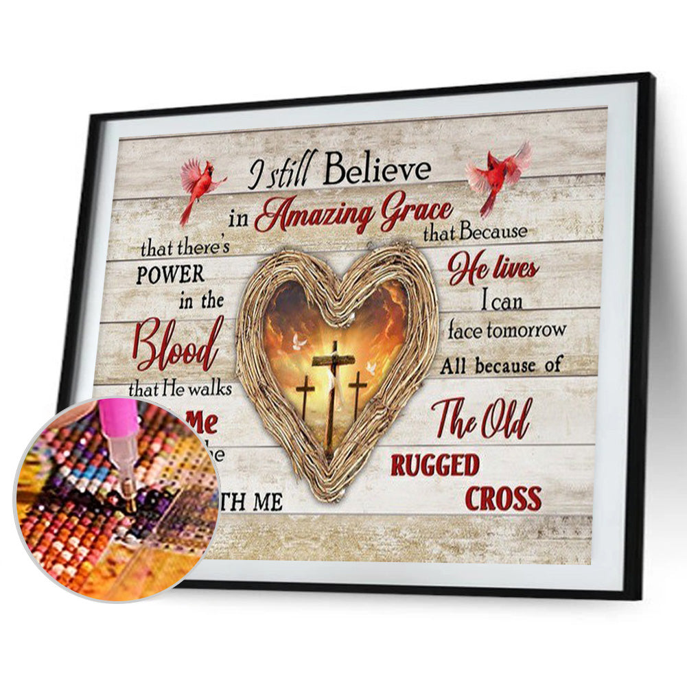 Cross Love In English - Full Round Drill Diamond Painting 50*40CM