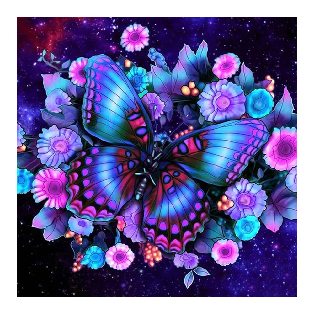 Purple Atmosphere Butterfly - Full Round Drill Diamond Painting 30*30CM