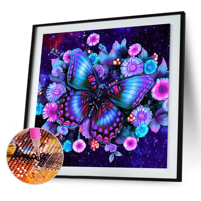 Purple Atmosphere Butterfly - Full Round Drill Diamond Painting 30*30CM