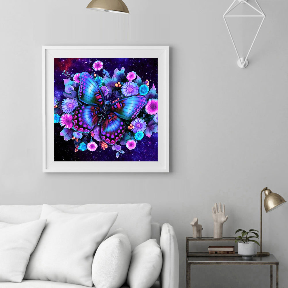 Purple Atmosphere Butterfly - Full Round Drill Diamond Painting 30*30CM