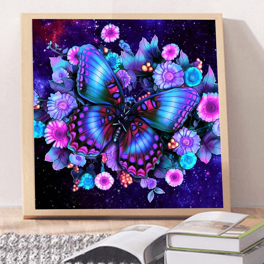 Purple Atmosphere Butterfly - Full Round Drill Diamond Painting 30*30CM