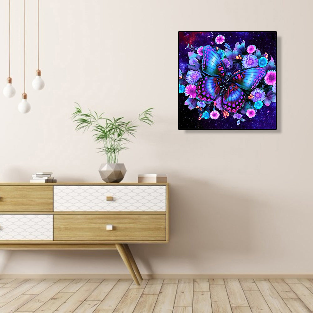 Purple Atmosphere Butterfly - Full Round Drill Diamond Painting 30*30CM