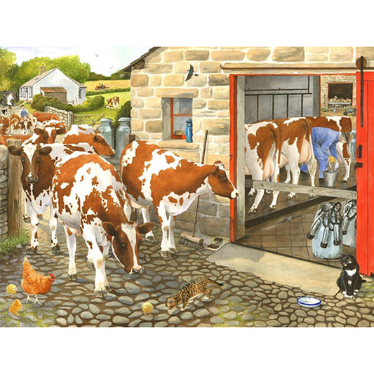 Cows 40*30CM(Canvas) Full Round Drill Diamond Painting