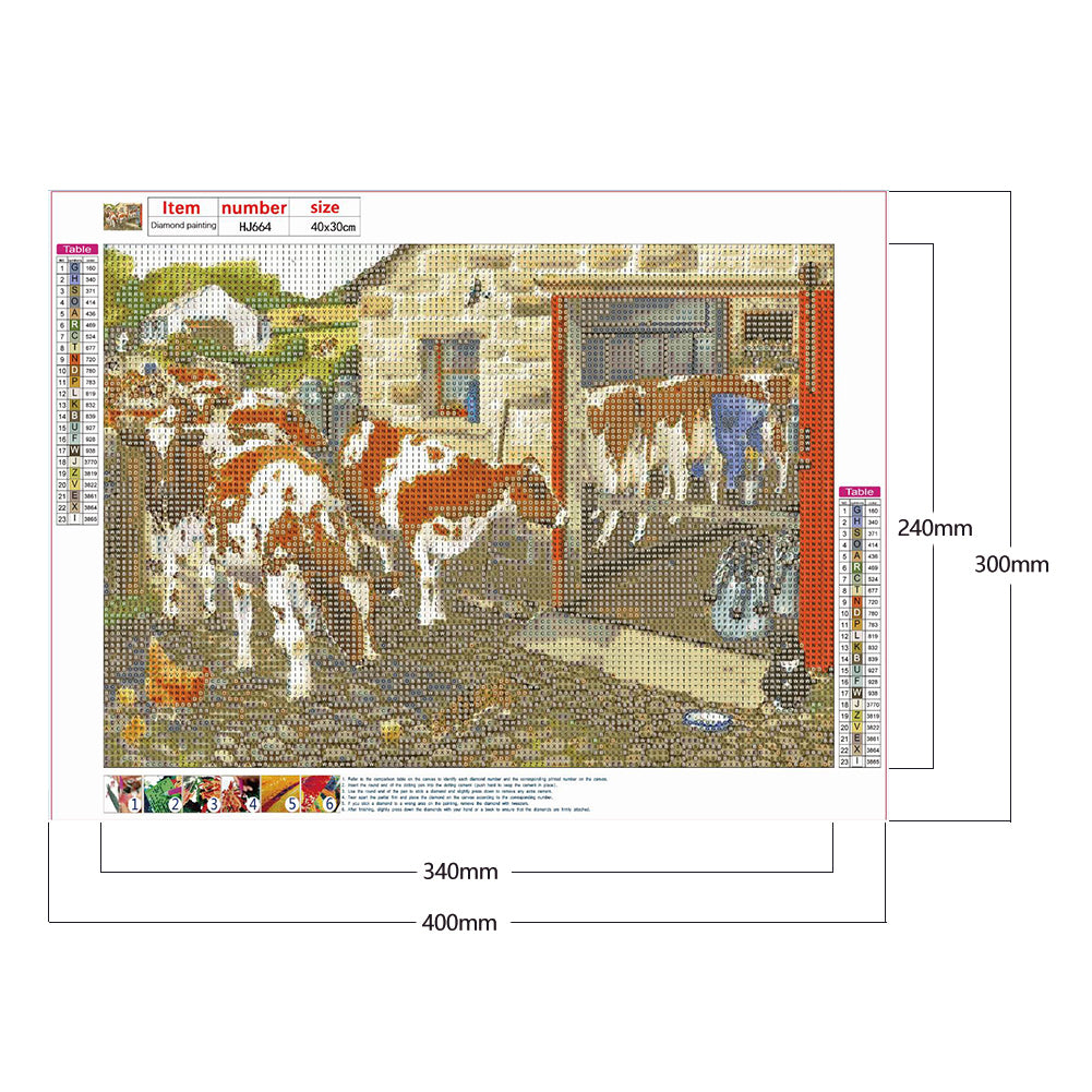 Cows 40*30CM(Canvas) Full Round Drill Diamond Painting
