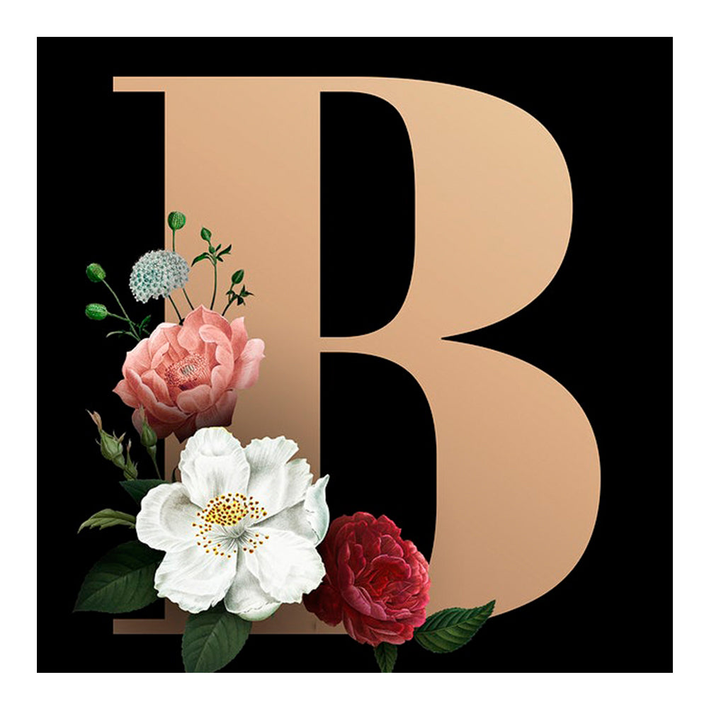 Flower Letter B - Full Square Drill Diamond Painting 50*50CM