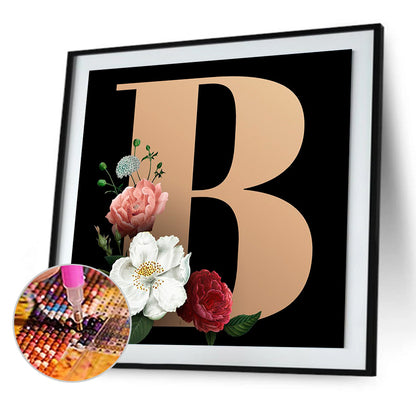 Flower Letter B - Full Square Drill Diamond Painting 50*50CM