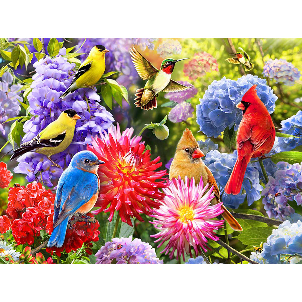 Birds And Flowers 40*30CM(Canvas) Full Round Drill Diamond Painting