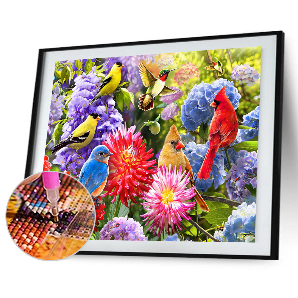 Birds And Flowers 40*30CM(Canvas) Full Round Drill Diamond Painting