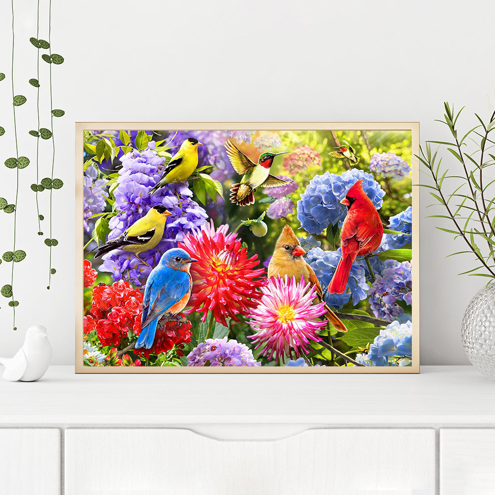 Birds And Flowers 40*30CM(Canvas) Full Round Drill Diamond Painting