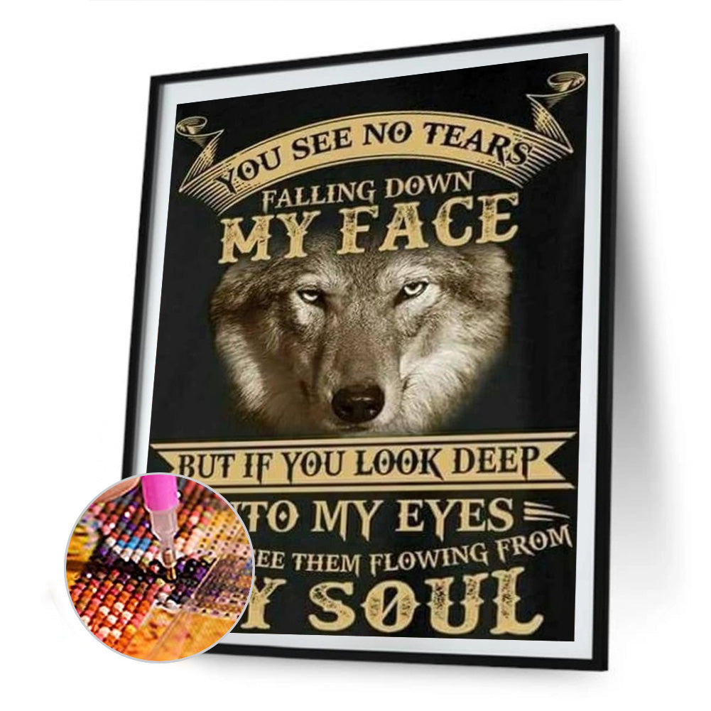 Wolf Calligraphy 40*50CM(Canvas) Full Round Drill Diamond Painting