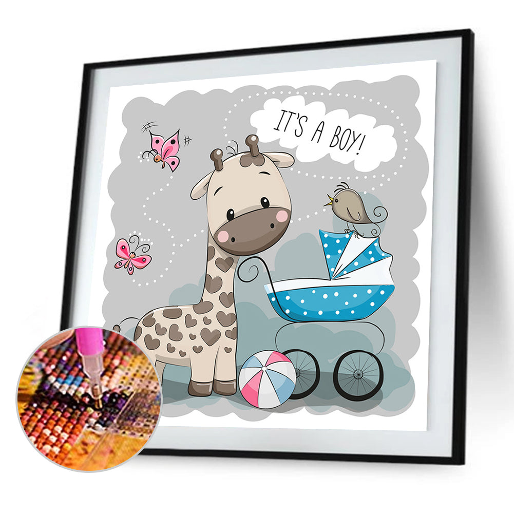 Baby Car Cartoon Animal 30*30CM(Canvas) Full Round Drill Diamond Painting