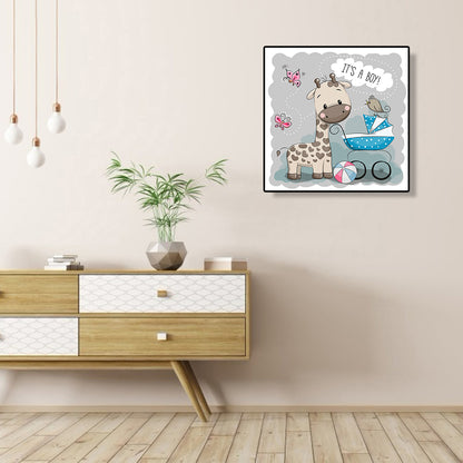 Baby Car Cartoon Animal 30*30CM(Canvas) Full Round Drill Diamond Painting