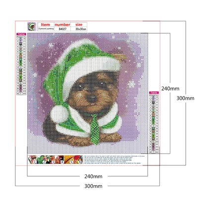 Green Hat Puppy 30*30CM(Canvas) Full Round Drill Diamond Painting