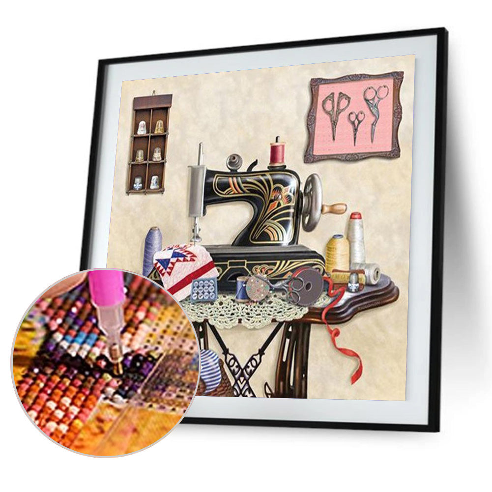 Sewing Machine 30*30CM(Canvas) Full Round Drill Diamond Painting