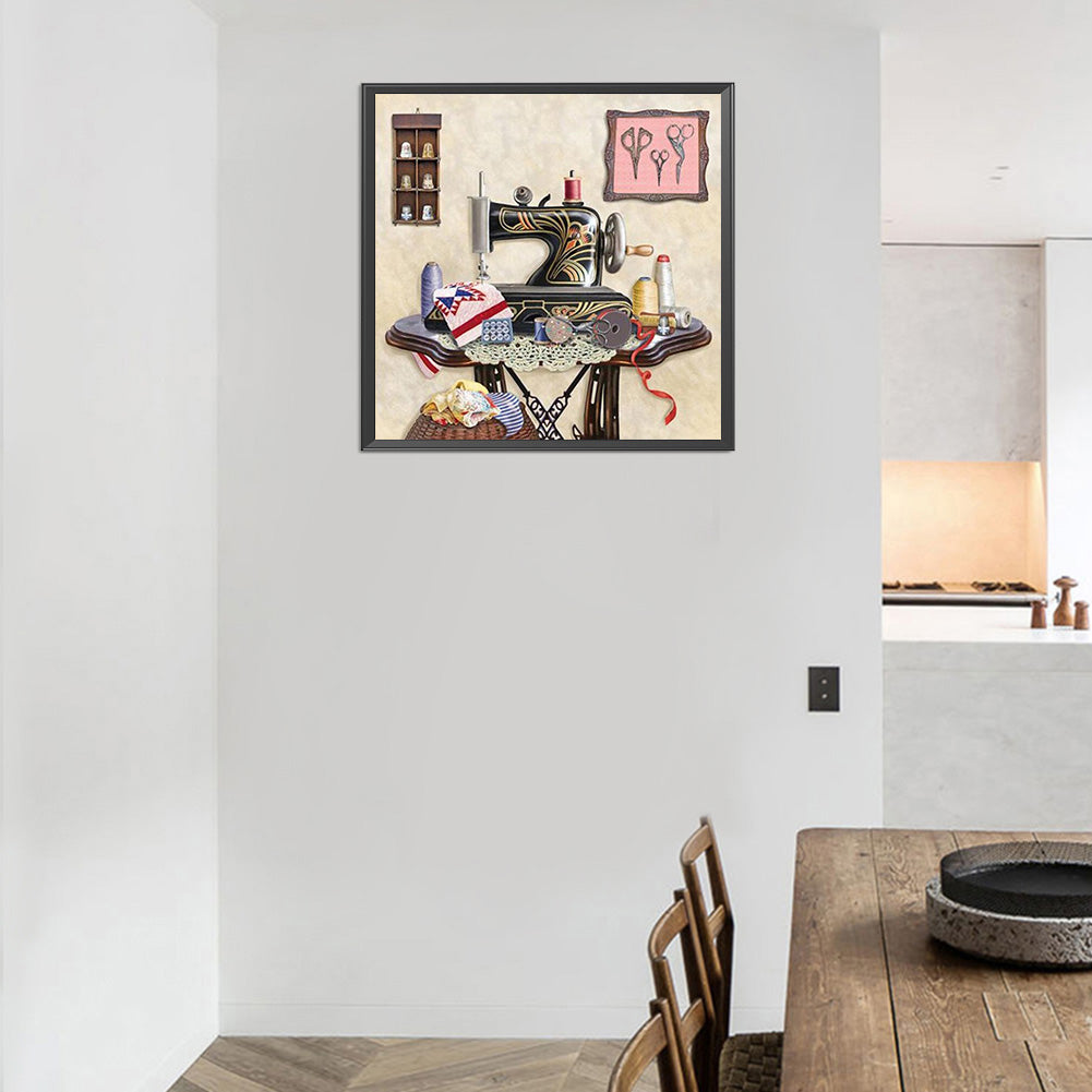 Sewing Machine 30*30CM(Canvas) Full Round Drill Diamond Painting